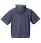 COLLINS メッシュヘリンボーン風プリント半袖フルジップパーカー+半袖Tシャツ グレー系×ブラック: バックスタイル
