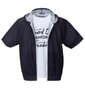 COLLINS メッシュヘリンボーン風プリント半袖フルジップパーカー+半袖Tシャツ ブラック系×ホワイト: