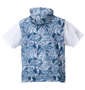 COLLINS メッシュリーフ柄プリントノースリーブフルジップパーカー+半袖Tシャツ ネイビー系×ホワイト: バックスタイル