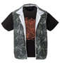COLLINS メッシュリーフ柄プリントノースリーブフルジップパーカー+半袖Tシャツ ブラック系×ブラック: