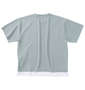 launching pad アムンゼンツイル裾フェイクレイヤード半袖Tシャツ サックスブルー×ホワイト: バックスタイル
