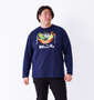 黒柴印和んこ堂 和み柴っ子天丼長袖Tシャツ ネイビー: 身長：182cm/バスト：123cm/着用サイズ：3L
