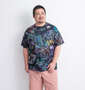NECOBUCHI-SAN DRYハニカムメッシュ昇華総柄半袖Tシャツ ブラック: 身長：176.5cm/バスト：118cm/着用サイズ：3L
