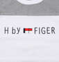 H by FIGER 切替半袖Tシャツ グレー×ブラック: フロント刺繍