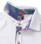 SHELTY 鹿の子ボタニカル切替半袖ポロシャツ オフホワイト: 襟裏