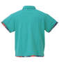 SHELTY 鹿の子ボタニカルフェイクレイヤード半袖ポロシャツ ターコイズ: バックスタイル