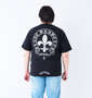 SHELTY 天竺プリントポケット付半袖Tシャツ ブラック×シルバー: 身長：182cm/バスト：123cm/着用サイズ：3L