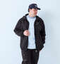 SY32 by SWEET YEARS フロッキーウーブンストレッチフルジップフーディジャケット ブラック: 身長：182cm/バスト：123cm/着用サイズ：3L
