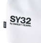 SY32 by SWEET YEARS ダブルニットエンボスカモシールドロゴパンツ ホワイト×ブラック: プリント・再帰反射ピスネーム
