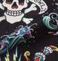 Ed Hardy 昇華プリント接触冷感オープンカラー半袖シャツ ブラック: 生地拡大