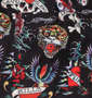 Ed Hardy 昇華プリント接触冷感オープンカラー半袖シャツ ブラック: 胸ポケット有