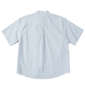 Mc.S.P 吸汗速乾シアサッカーストライプバンドカラー半袖シャツ ライトグリーン: バックスタイル