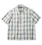 Mc.S.P 麻混ハイブリッドオンブレチェック半袖レギュラーカラーシャツ オフホワイト:
