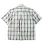 Mc.S.P 麻混ハイブリッドオンブレチェック半袖レギュラーカラーシャツ オフホワイト: バックスタイル