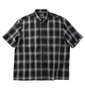 Mc.S.P 麻混ハイブリッドオンブレチェック半袖レギュラーカラーシャツ ブラック: