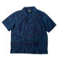Mc.S.P 総柄プリントオープンカラー半袖シャツ ブルー: