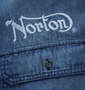 Norton デニム長袖シャツ サンドネイビー: 刺繍・フラップポケット