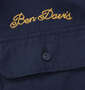 BEN DAVIS 刺繍ツイルワークシャツ ネイビー: 刺繍・フラップポケット(左胸)
