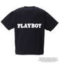 PLAYBOY カラー転写シートプリント半袖Tシャツ ブラック: バックスタイル