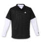 adidas golf エンボスパターン半袖シャツ+ハイネック長袖Tシャツ ブラック×ホワイト: