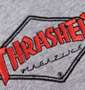 THRASHER フルジップパーカー ヘザーグレー: フロント胸刺繍拡大