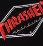 THRASHER フルジップパーカー ブラック: フロント胸刺繍拡大