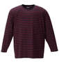 Mc.S.P オーガニックコットンボーダークルーネック長袖Tシャツ エンジ×ネイビー: