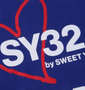 SY32 by SWEET YEARS カレッジロゴ半袖Tシャツ ブルー: プリント拡大