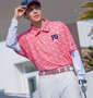 FILA GOLF ロゴグラフィックプリントホリゾンタルカラー半袖シャツ ピンク: