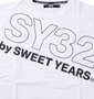SY32 by SWEET YEARS スラッシュビッグロゴ半袖Tシャツ ホワイト: プリント