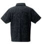 MOVESPORT SUNSCREENミニ鹿の子総柄グラフィック半袖ポロシャツ ブラック×ブラック: バックスタイル