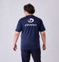 Phiten RAKUシャツロゴ入り半袖Tシャツ ネイビー×ホワイト: