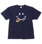 SMILEY FACE T/C天竺サガラ刺繍半袖Tシャツ ネイビー: