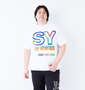 SY32 by SWEET YEARS ネオンビッグロゴ半袖Tシャツ ホワイト: 身長：182cm/バスト：123cm/着用サイズ：3L