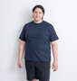 Mc.S.P オーガニックコットンクルーネック半袖Tシャツ ネイビー杢: 身長：182cm/バスト：123cm/着用サイズ：3L
