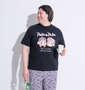 PeKo&PoKo 天竺半袖Tシャツ ブラック: 身長：182cm/バスト：123cm/着用サイズ：3L