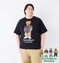 Teddy Bear 天竺プリント半袖Tシャツ ブラック: 身長：182cm/バスト：123cm/着用サイズ：3L