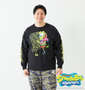 SPONGEBOB 天竺プリント長袖Tシャツ ブラック: 身長：182cm/バスト：123cm/着用サイズ：3L