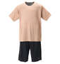 Colantotte ACTIVE カチオンメッシュラグラン半袖Tシャツ+ハニカムメッシュハーフパンツ ブラウン×ブラック: