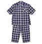 marie claire homme さらテックワッフルチェック半袖パジャマ ネイビー