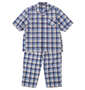 marie claire homme さらテックワッフルチェック半袖パジャマ ブルー