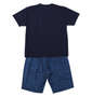 Mc.S.P 冷感ベア天竺半袖Tシャツ+波柄ハーフパンツ ネイビー: バックスタイル