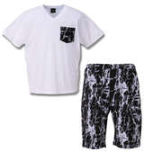 SHOCK NINE 半袖Tシャツ+ハーフパンツ ホワイト×ブラック