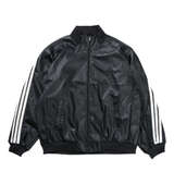 adidas STADIUMフェイクレザージャケット ブラック×オフホワイト