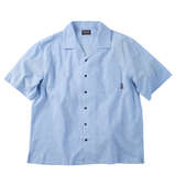 OUTDOOR PRODUCTS 綿麻半袖オープンカラーシャツ サックス