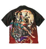 絡繰魂抜刀娘 葵抜刀満月の夜半袖シャツ ブラック