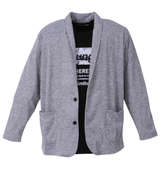 launching pad ショールジャケット+半袖Tシャツ ホワイト杢×ブラック