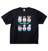 黒柴印和んこ堂 かき氷いろんな犬たち半袖Tシャツ ブラック