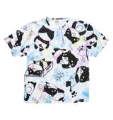 NECOBUCHI-SAN DRYハニカムメッシュ昇華総柄半袖Tシャツ ホワイト
