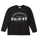 黒柴印和んこ堂 転がる和み柴っ子天竺長袖Tシャツ ブラック